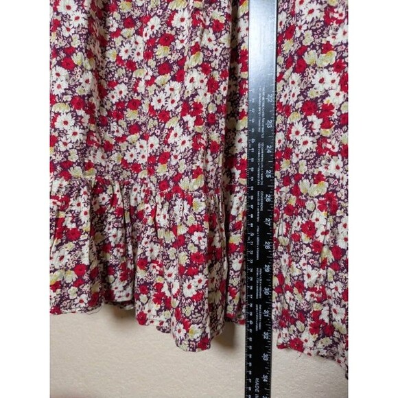 Motel Red Floral Babydoll Mini Dress Size Large Cottagecore Coquette 90s Y2k - Picture 7 of 9